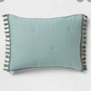 PAIR!! OPALHOUSE Solid Macrame Tastel Tufted Shams Sage Green